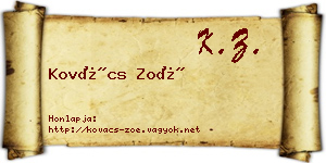 Kovács Zoé névjegykártya