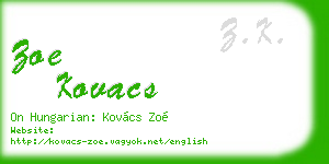 zoe kovacs business card